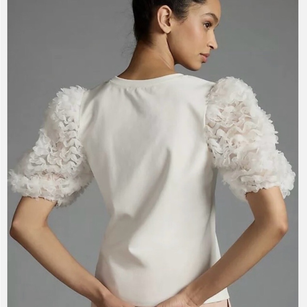 Elegant White Puff Sleeve Tee, from Anthropologie, size XL - Picture 2 of 9